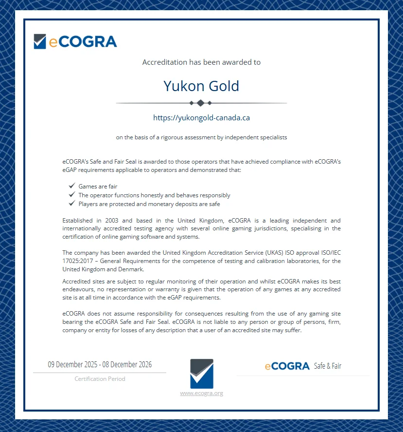 Yukon Gold Casino eCogra