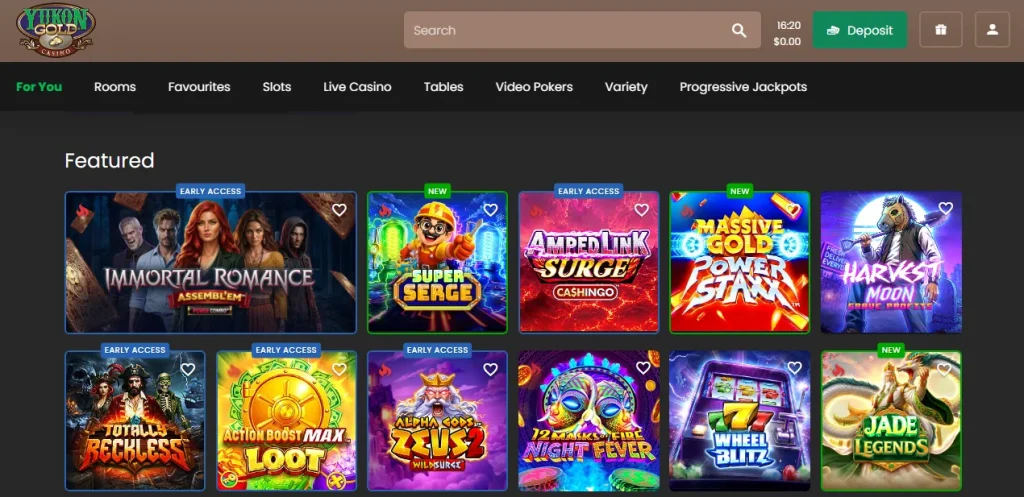 Plateforme de jeu officielle Yukon Gold Casino