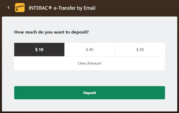 Méthode de dépôt Interac pour le Canada