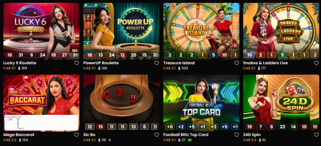 Section de casino en direct YukonGold
